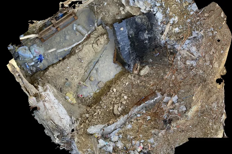 Tuzla'daki kazı alanının yukarıdan ortofoto görünümü